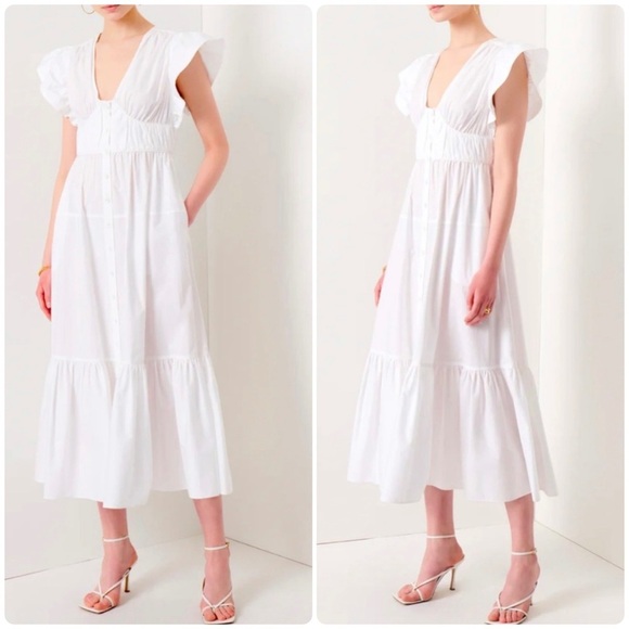 New! DEREK LAM 10 CROSBY Greta Ruffle White Dress 🤍 size 2 NWT! - Picture 1 of 15